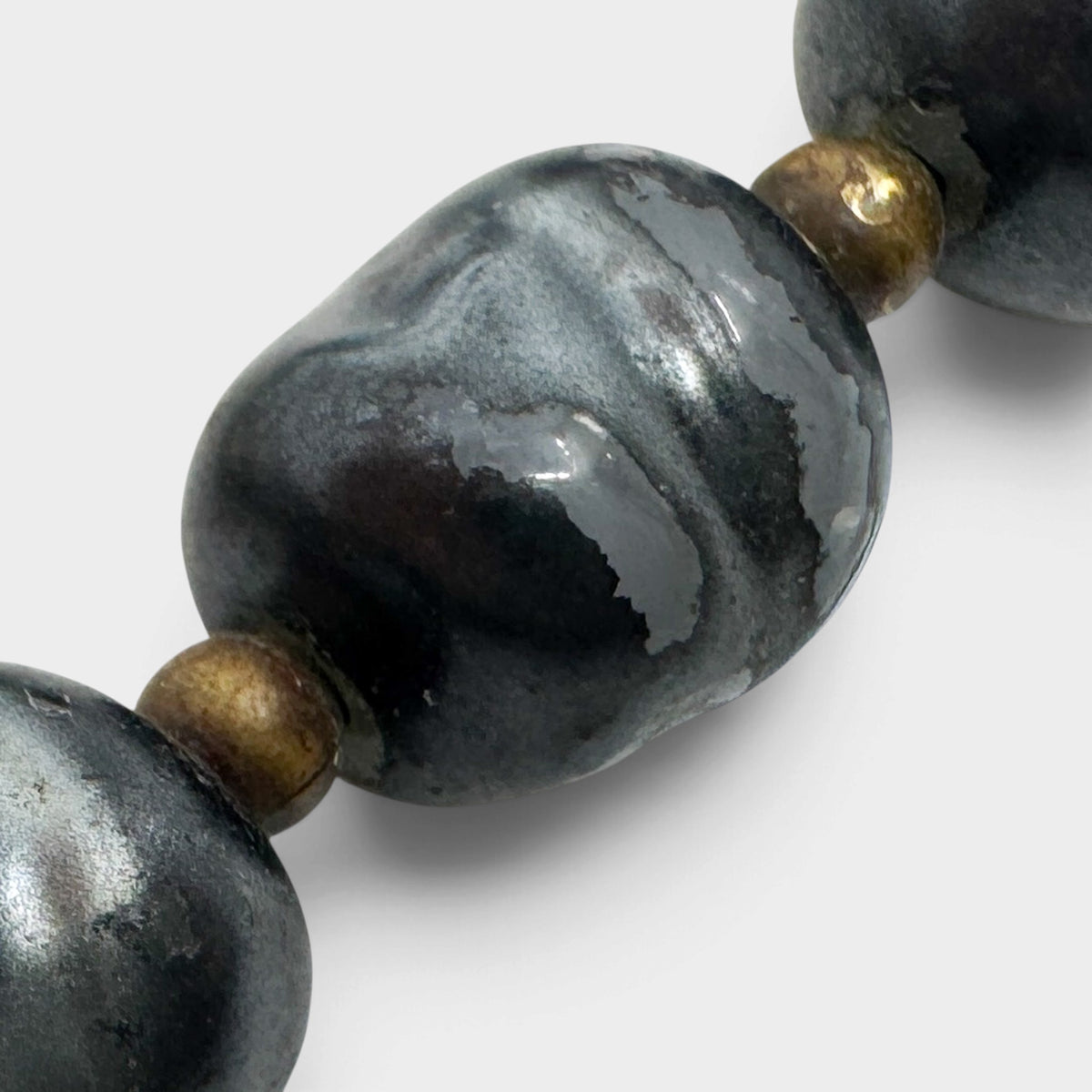 Chanel Grey Baroque Faux Pearl CC Sautoir Long Necklace Gold Vintage 1980s