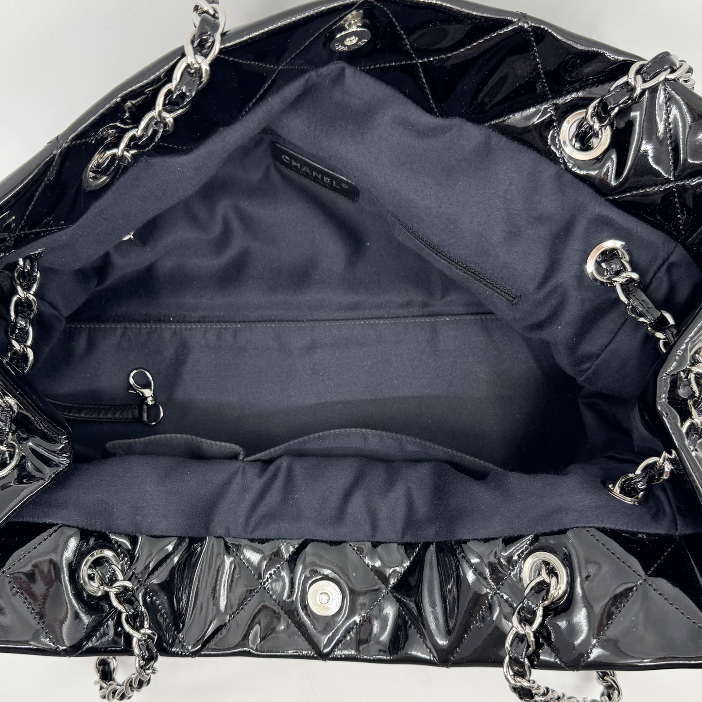 Chanel Black Quilted Patent Leather Brilliant Cells Tote Bag