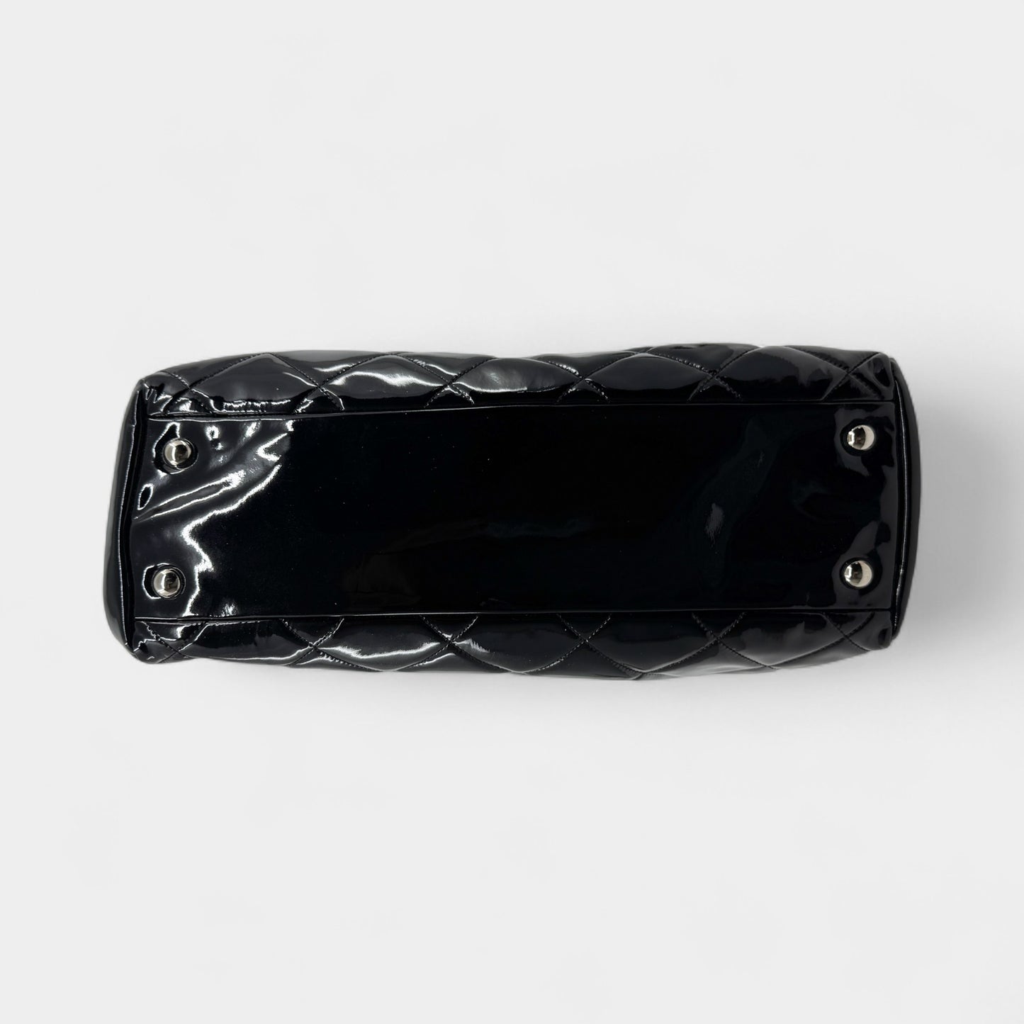 Chanel Black Quilted Patent Leather Brilliant Cells Tote Bag