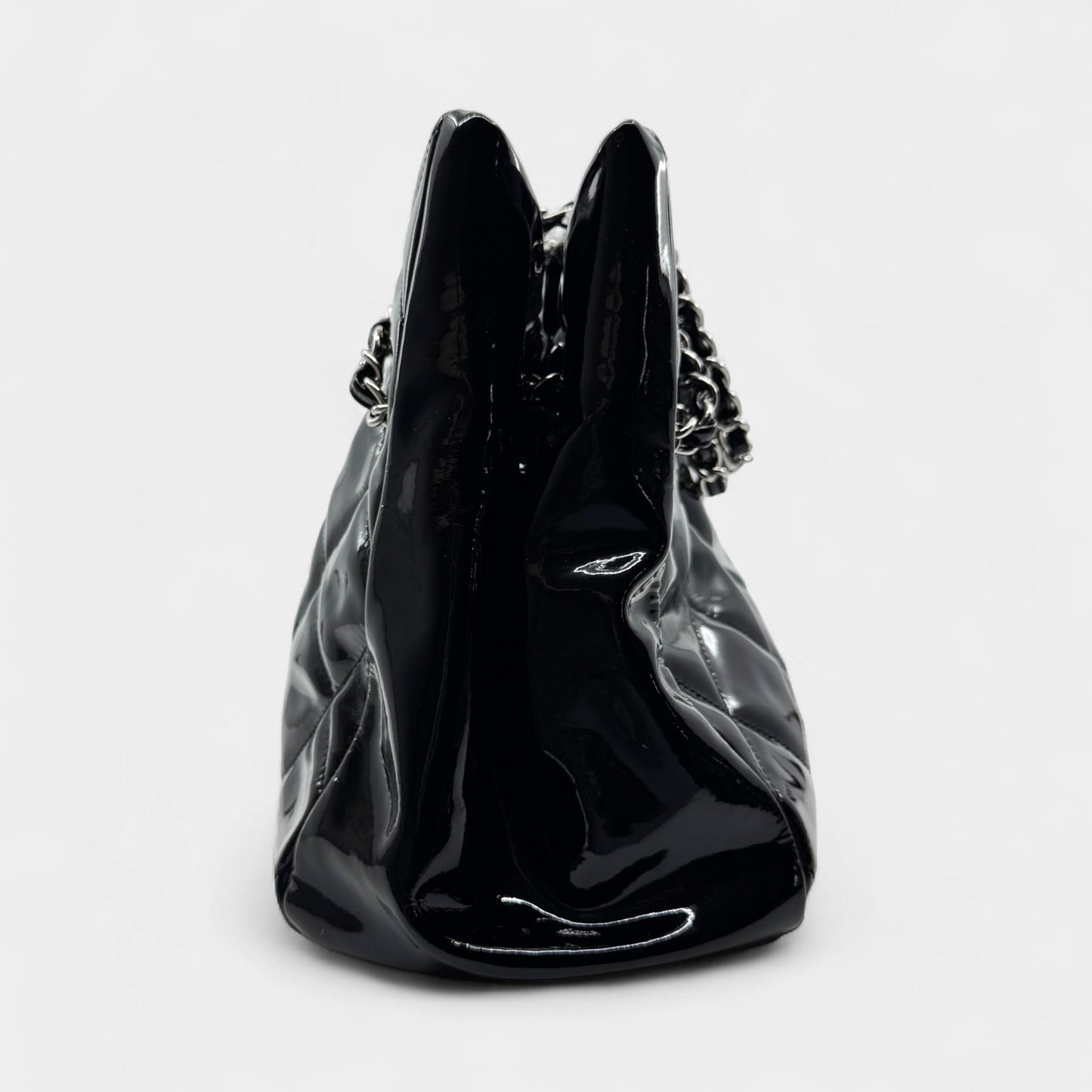 Chanel Black Quilted Patent Leather Brilliant Cells Tote Bag