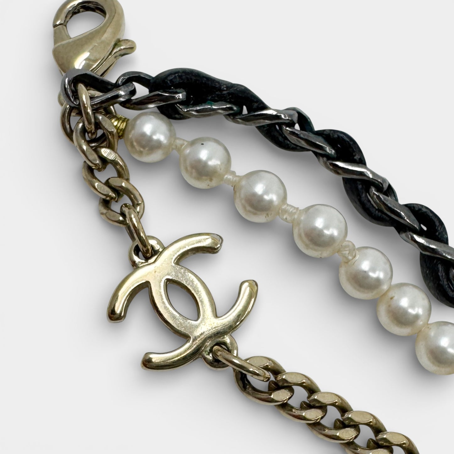 Chanel Round Rimless Sunglasses Faux Pearl Chain [4245]