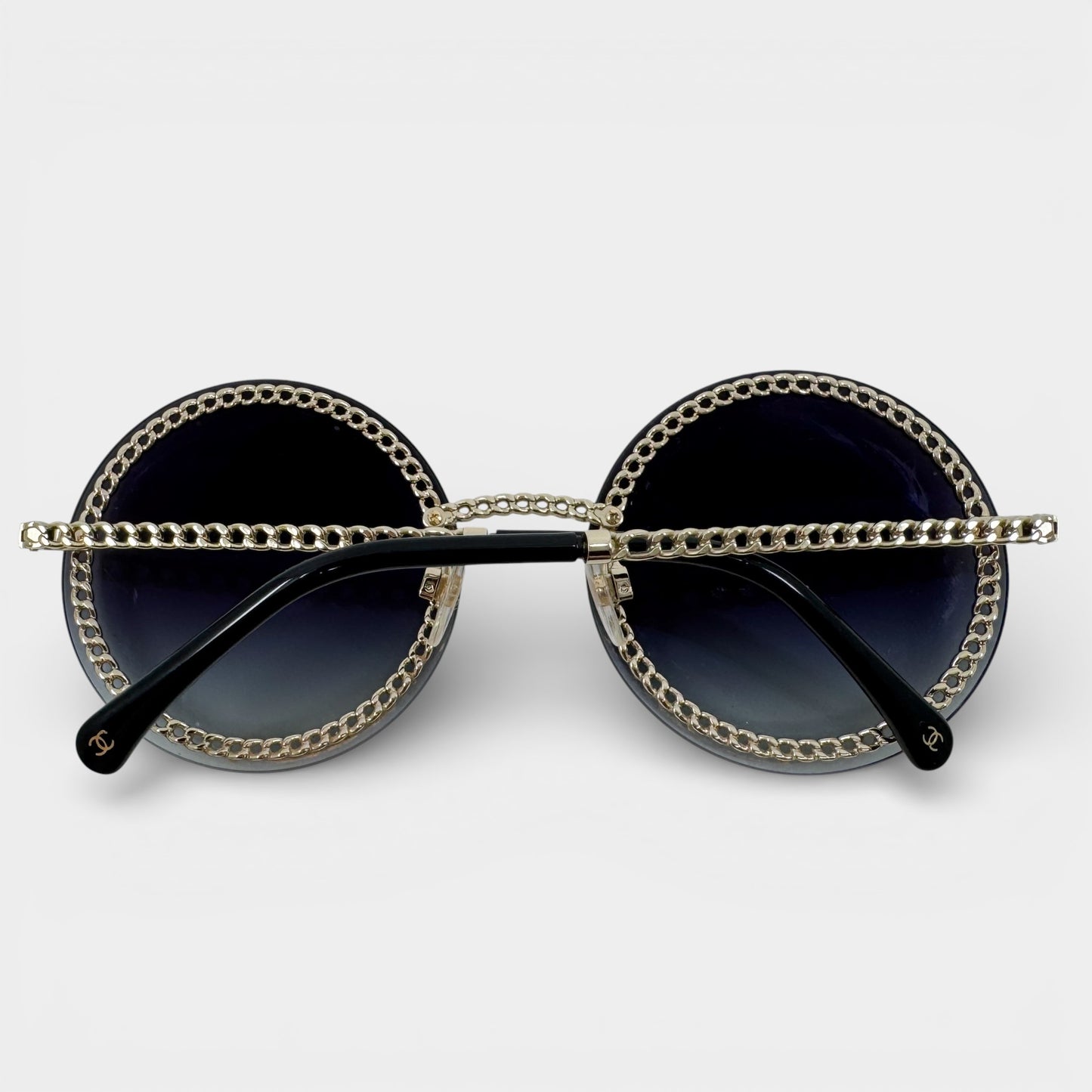 Chanel Round Rimless Sunglasses Faux Pearl Chain [4245]