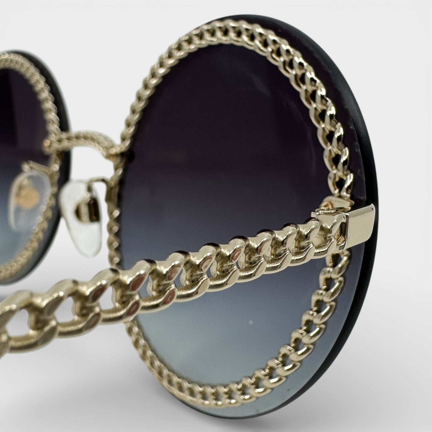 Chanel Round Rimless Sunglasses Faux Pearl Chain [4245]
