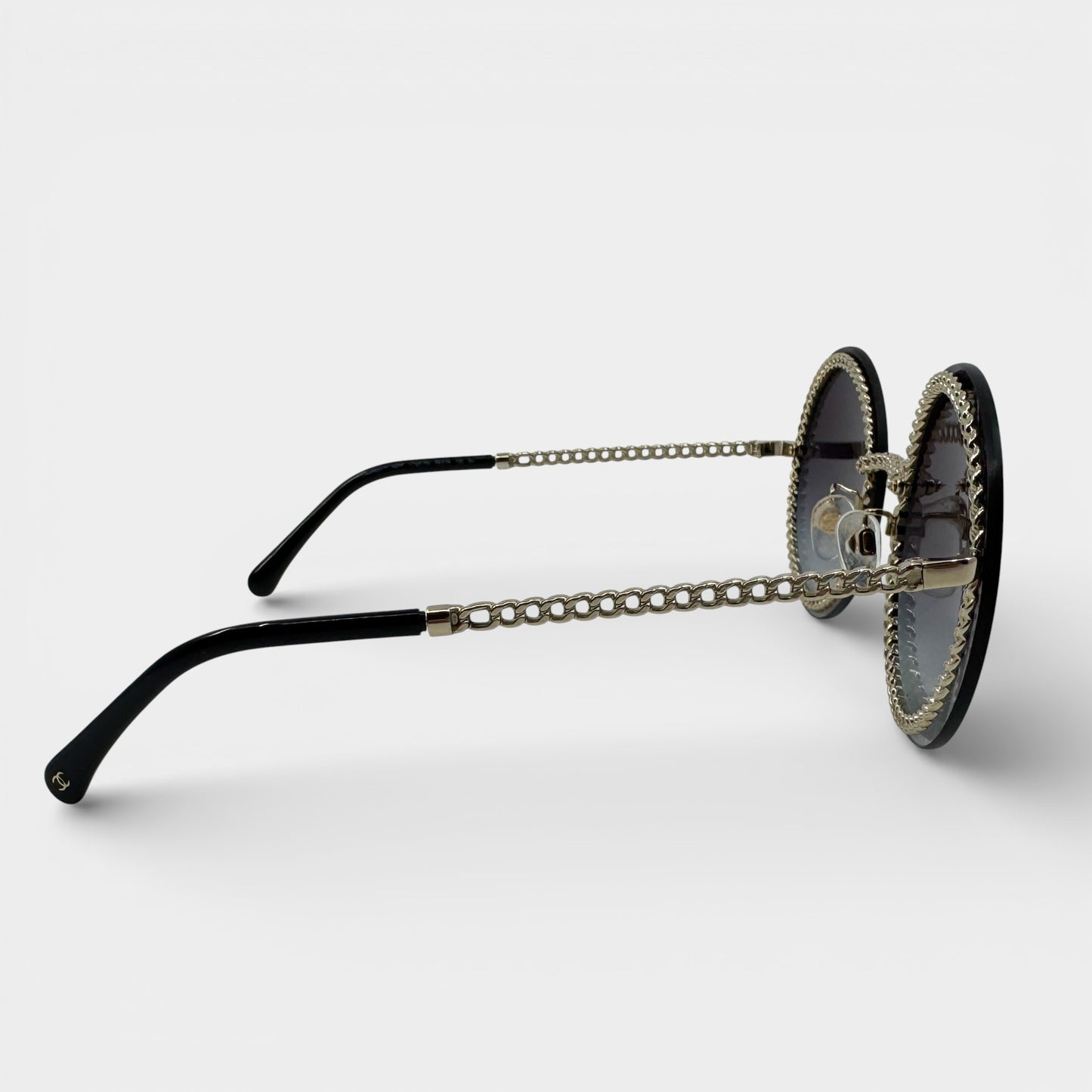 Chanel Round Rimless Sunglasses Faux Pearl Chain [4245]