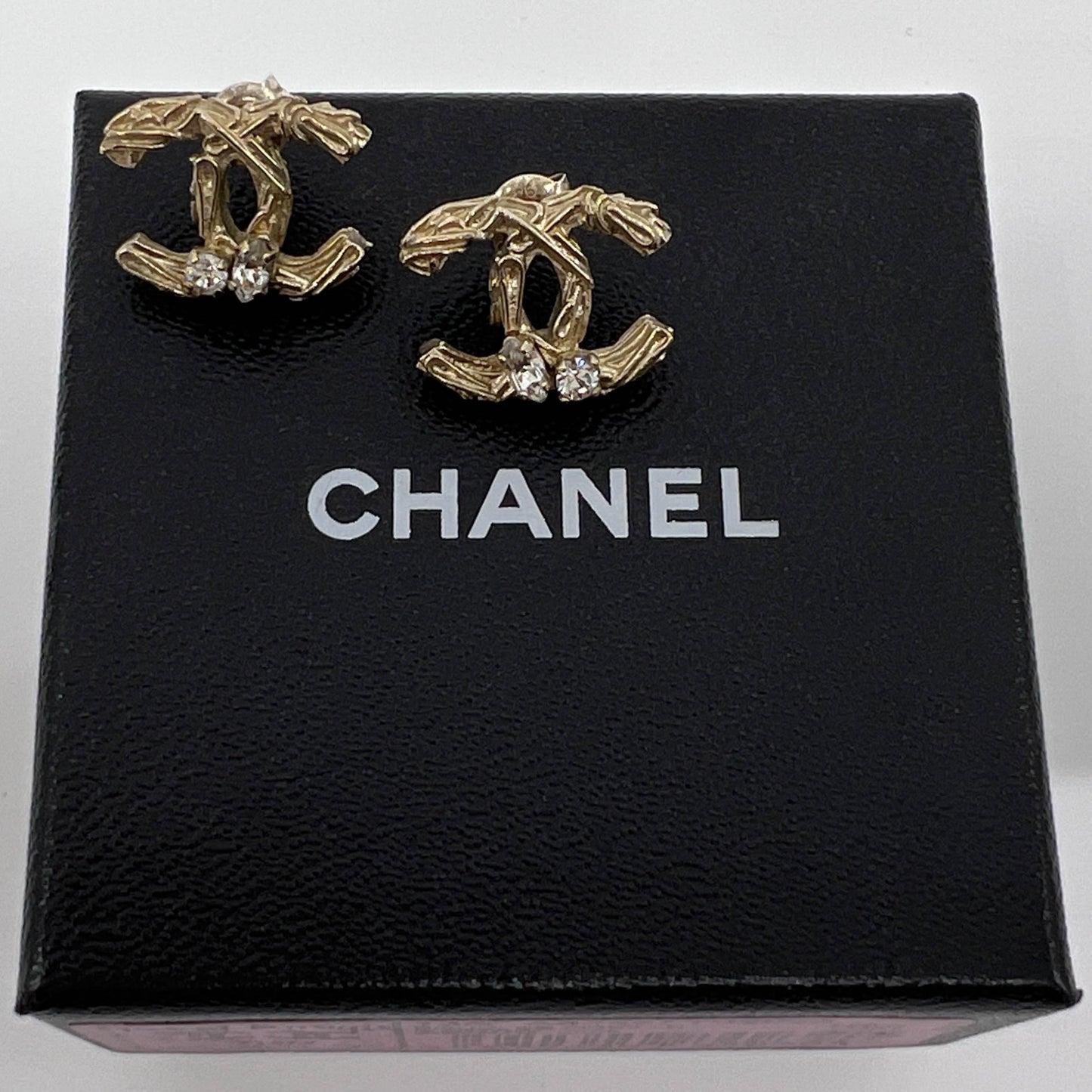 Chanel CC Tweed Baroque Soft Gold-Tone Earrings