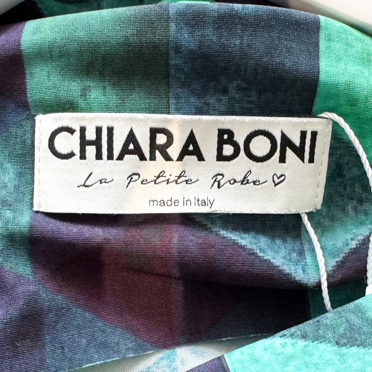 Chiara Boni La Petite Robe Navy Green Geometric Sheath Dress IT46 ~ AU12-14