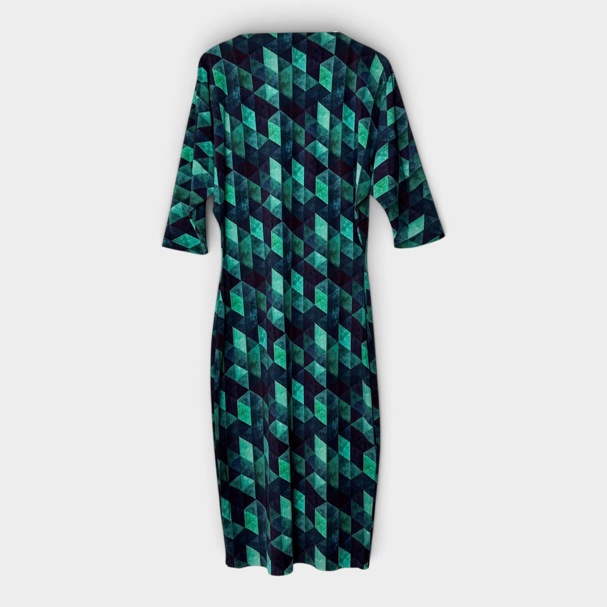 Chiara Boni La Petite Robe Navy Green Geometric Sheath Dress IT46 ~ AU12-14