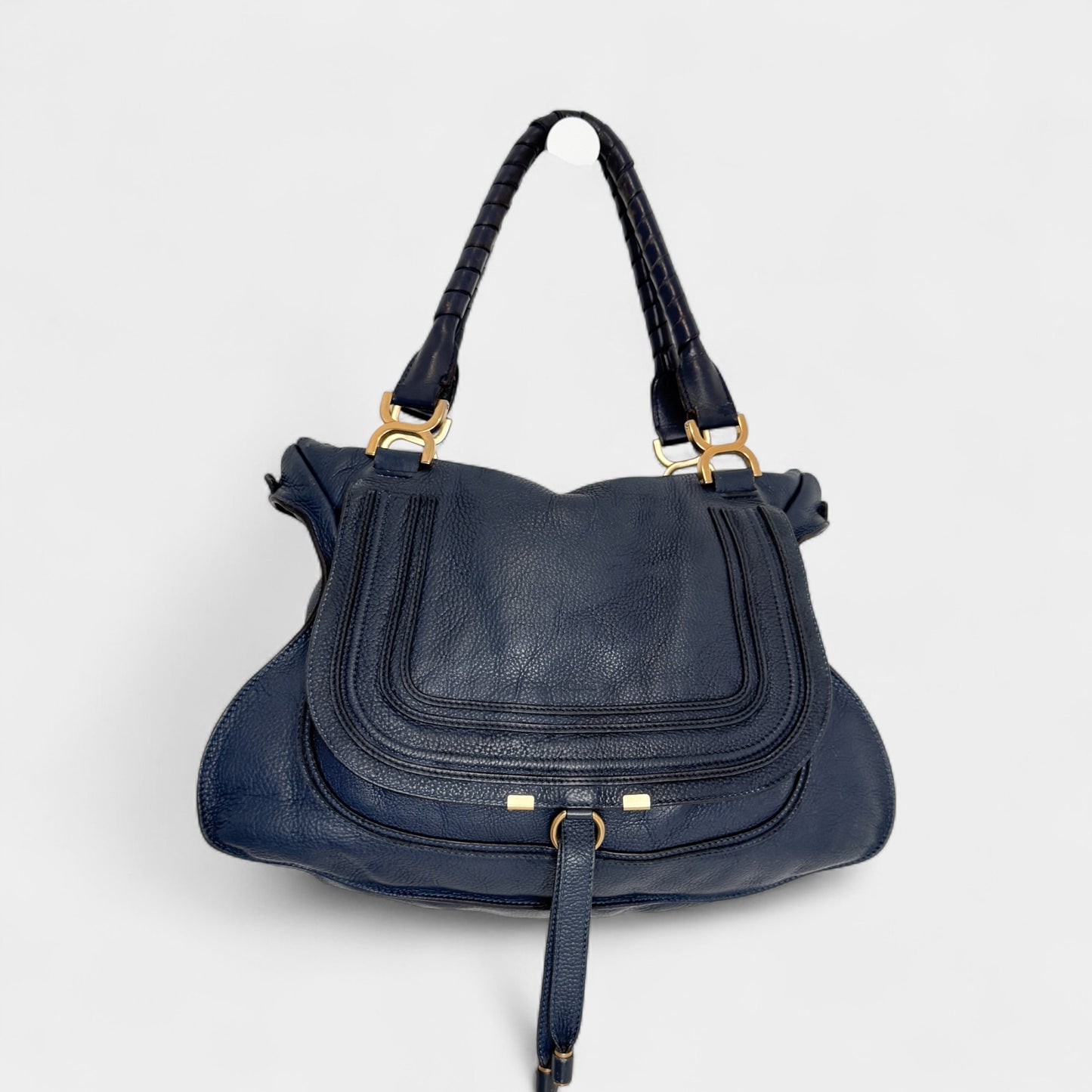 Chloe Navy Blue Leather Chloe Marcie Large Tote Bag