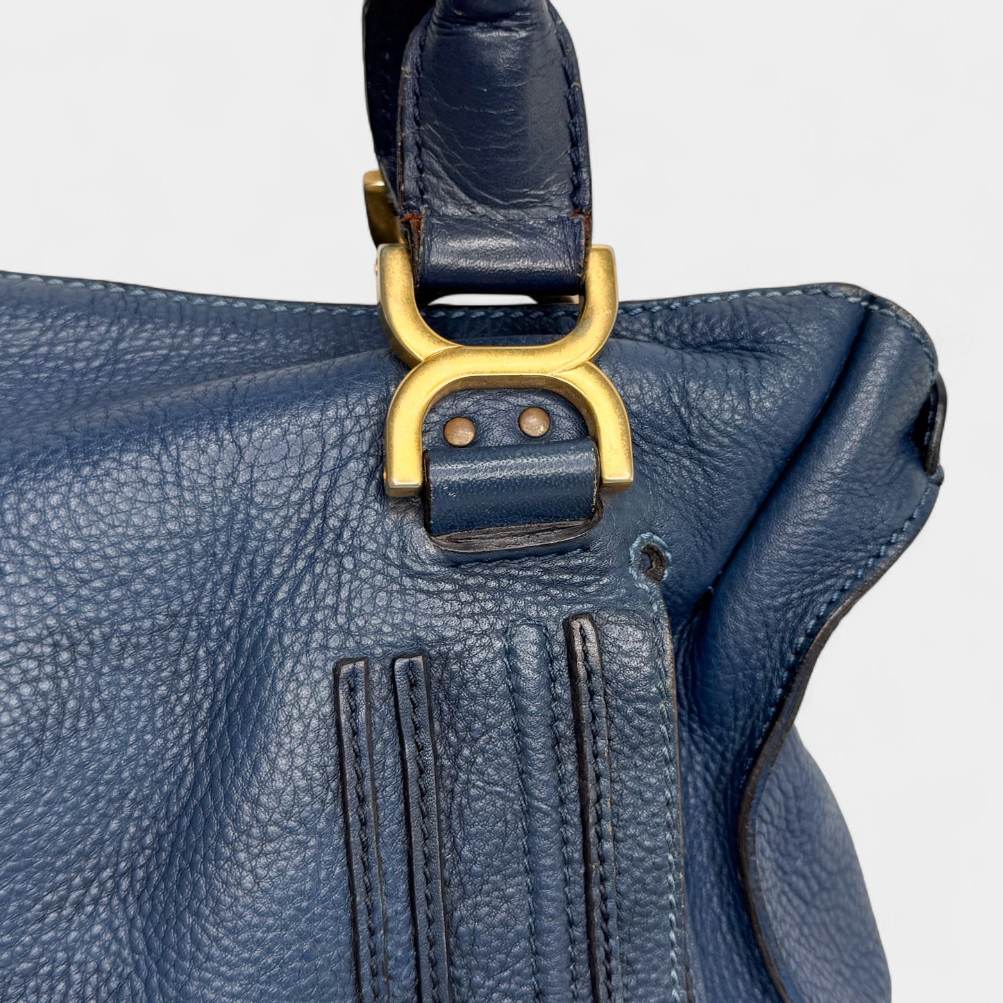 Chloe Navy Blue Leather Chloe Marcie Large Tote Bag