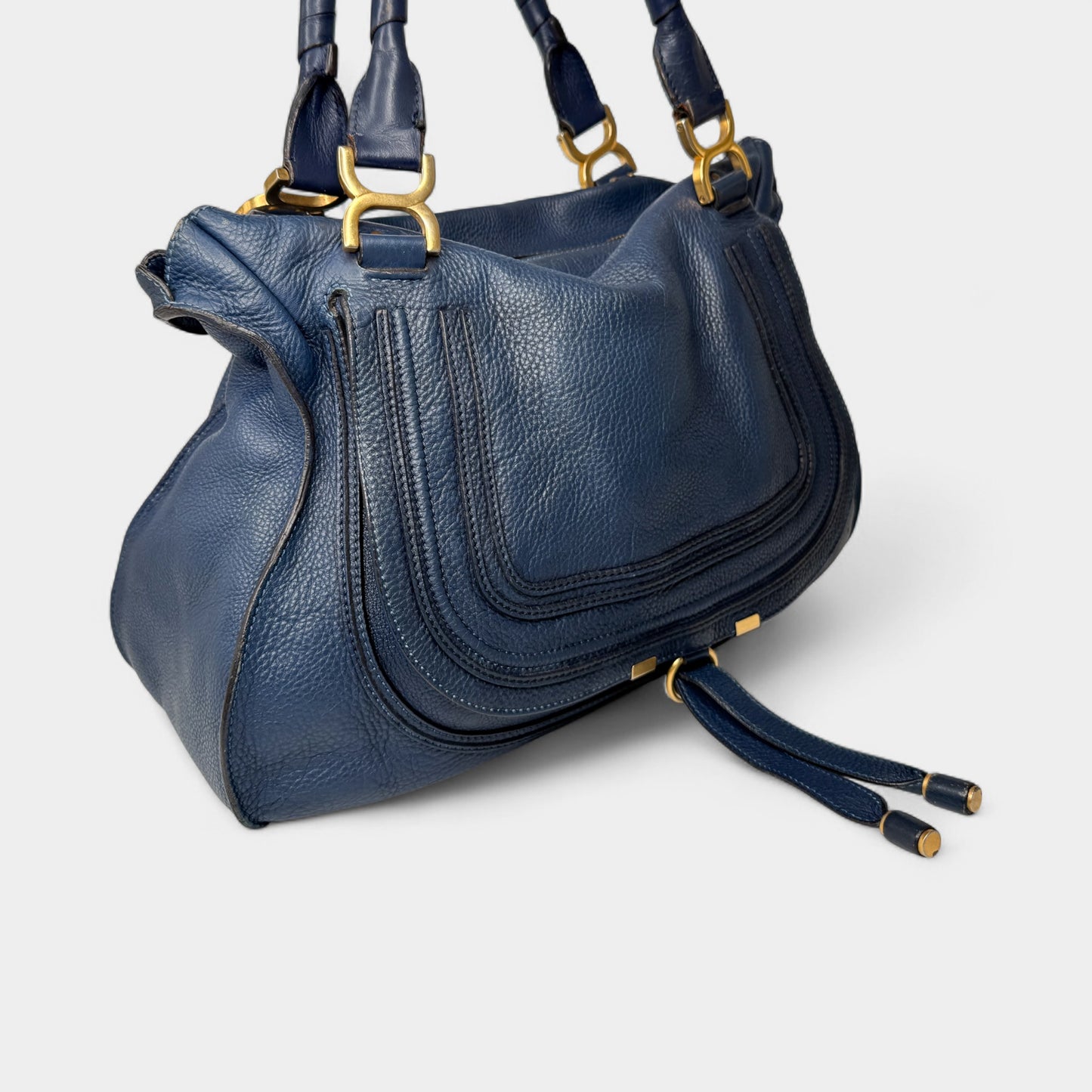 Chloe Navy Blue Leather Chloe Marcie Large Tote Bag