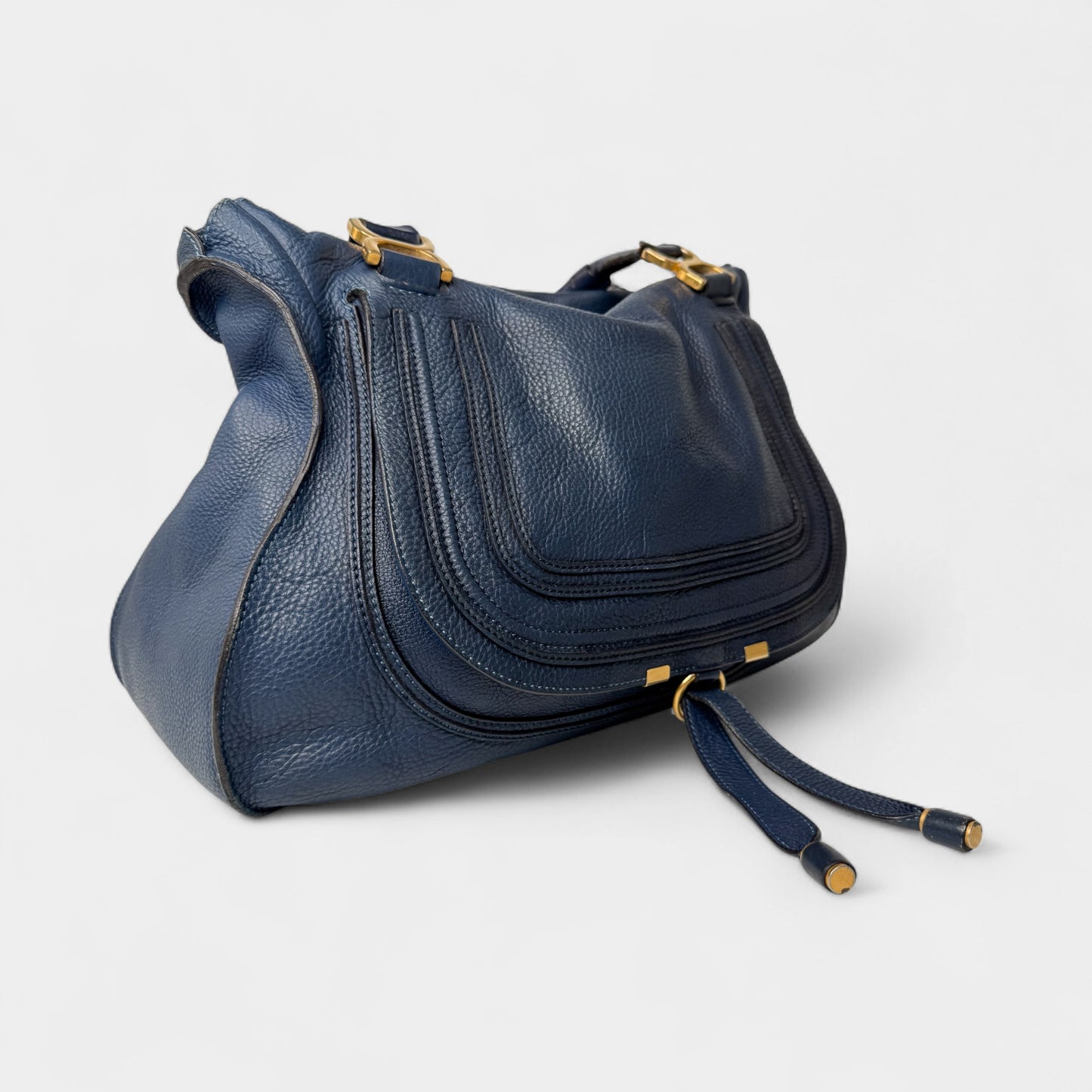 Chloe Navy Blue Leather Chloe Marcie Large Tote Bag