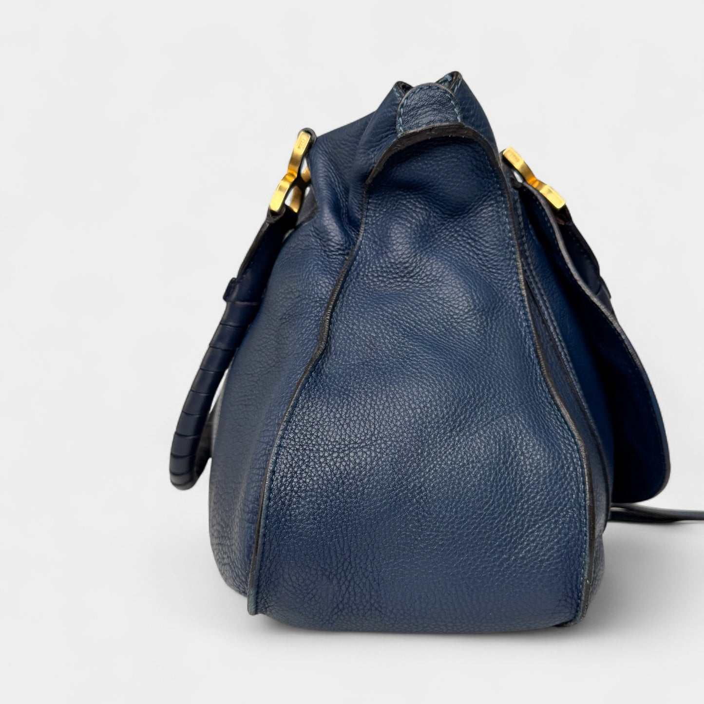 Chloe Navy Blue Leather Chloe Marcie Large Tote Bag