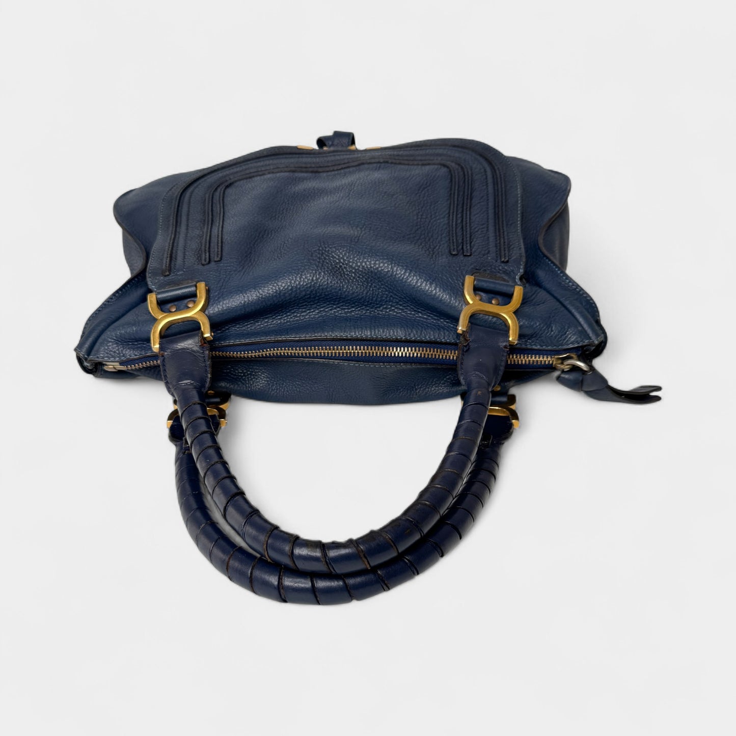 Chloe Navy Blue Leather Chloe Marcie Large Tote Bag