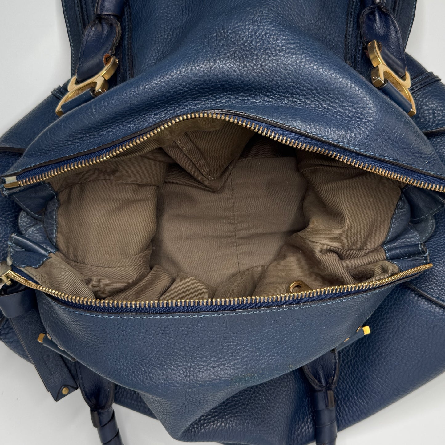 Chloe Navy Blue Leather Chloe Marcie Large Tote Bag