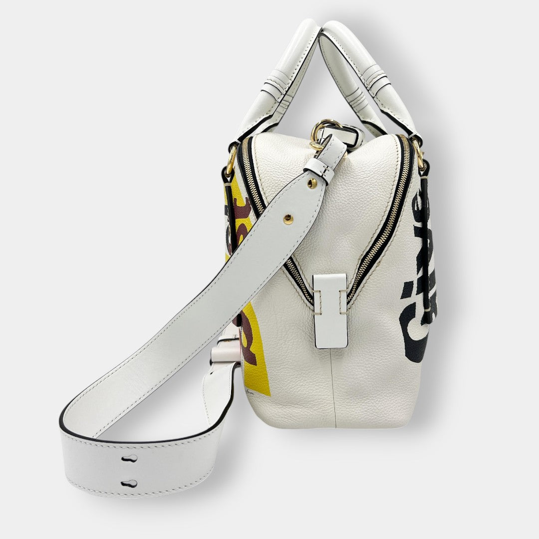 Chloe x Corita Kent White Leather Medium Daria Bag