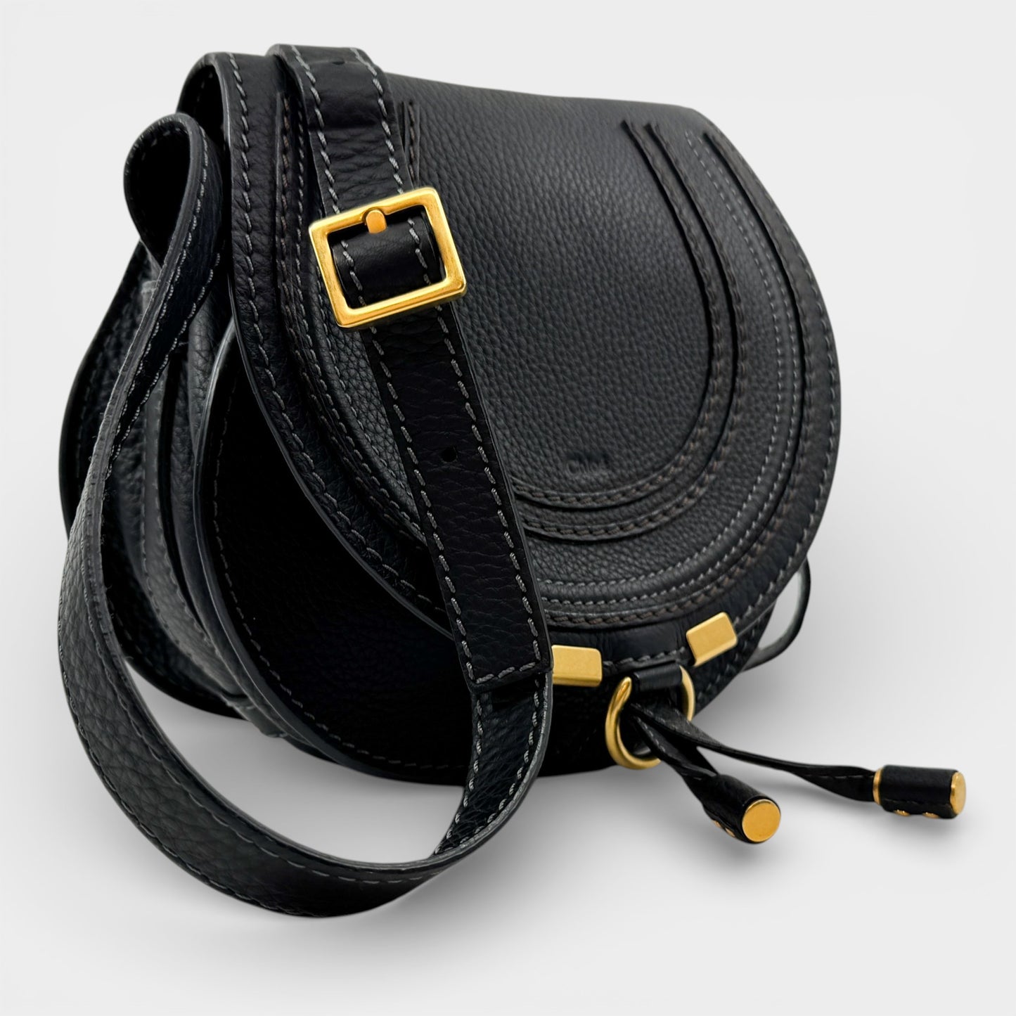 Chloé Marcie Dark Brown Leather Small Saddle Bag