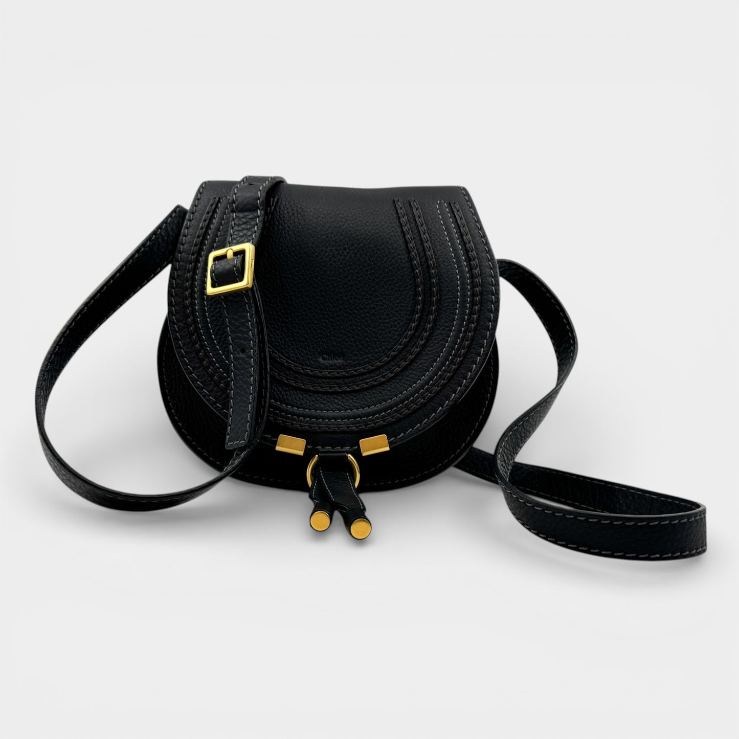 Chloé Marcie Dark Brown Leather Small Saddle Bag