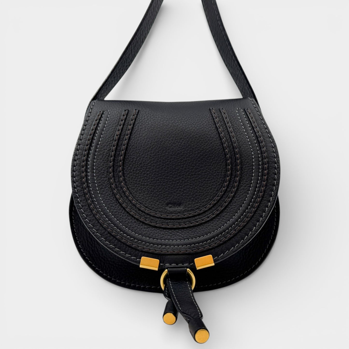 Chloé Marcie Dark Brown Leather Small Saddle Bag