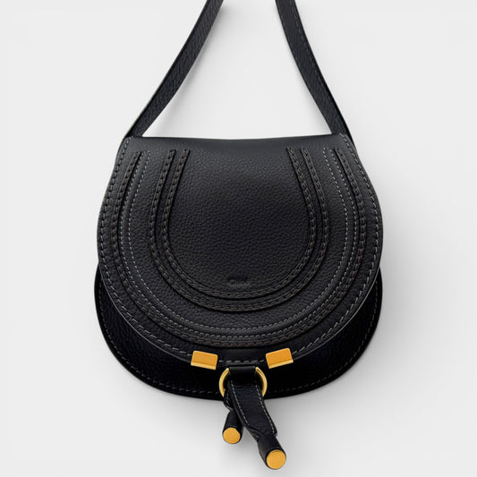 Chloé Marcie Dark Brown Leather Small Saddle Bag