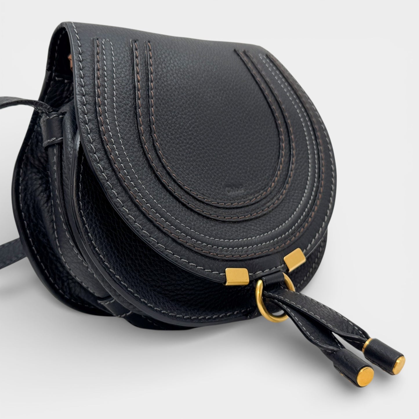 Chloé Marcie Dark Brown Leather Small Saddle Bag