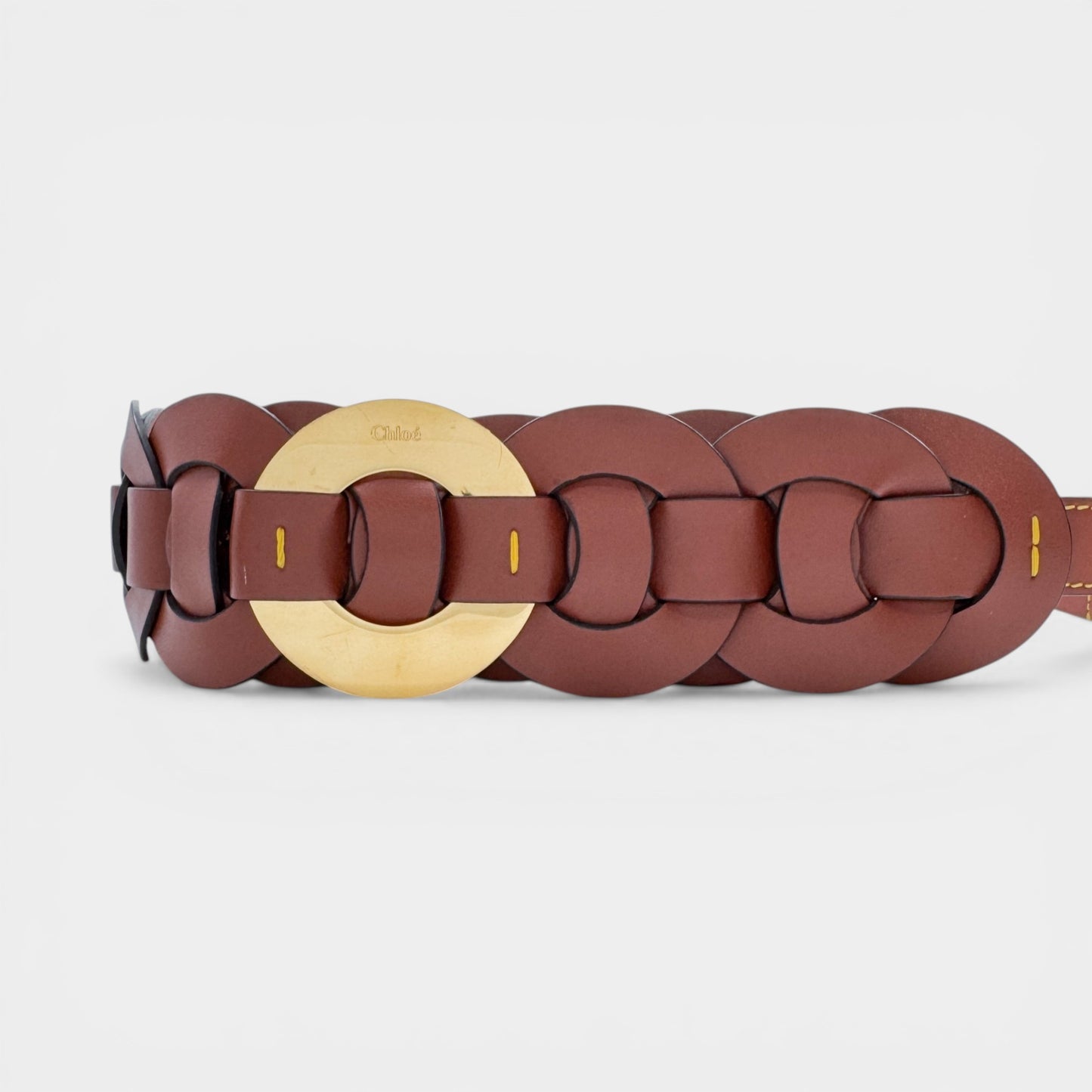 Chloé Sepia Brown Leather Raffia Darryl Small Shoulder Bag