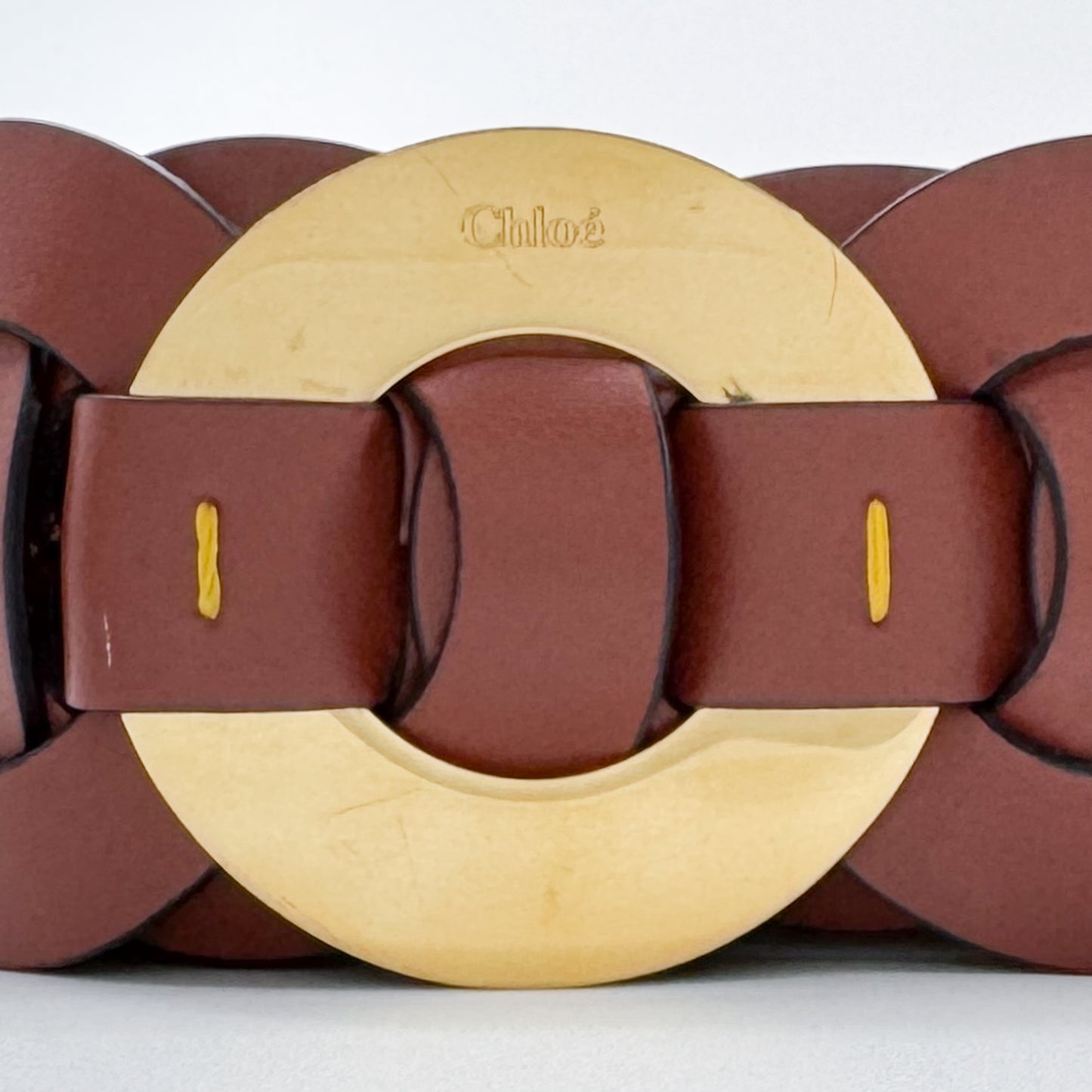 Chloé Sepia Brown Leather Raffia Darryl Small Shoulder Bag