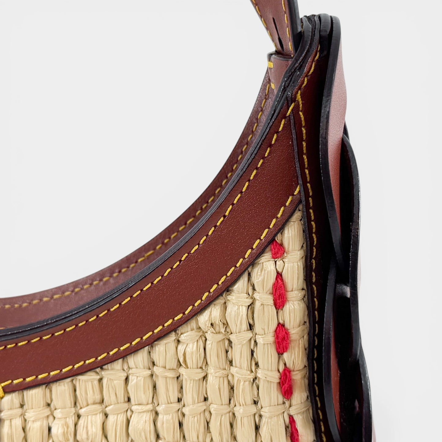 Chloé Sepia Brown Leather Raffia Darryl Small Shoulder Bag