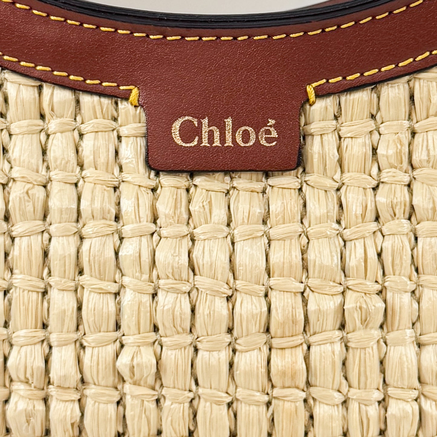 Chloé Sepia Brown Leather Raffia Darryl Small Shoulder Bag