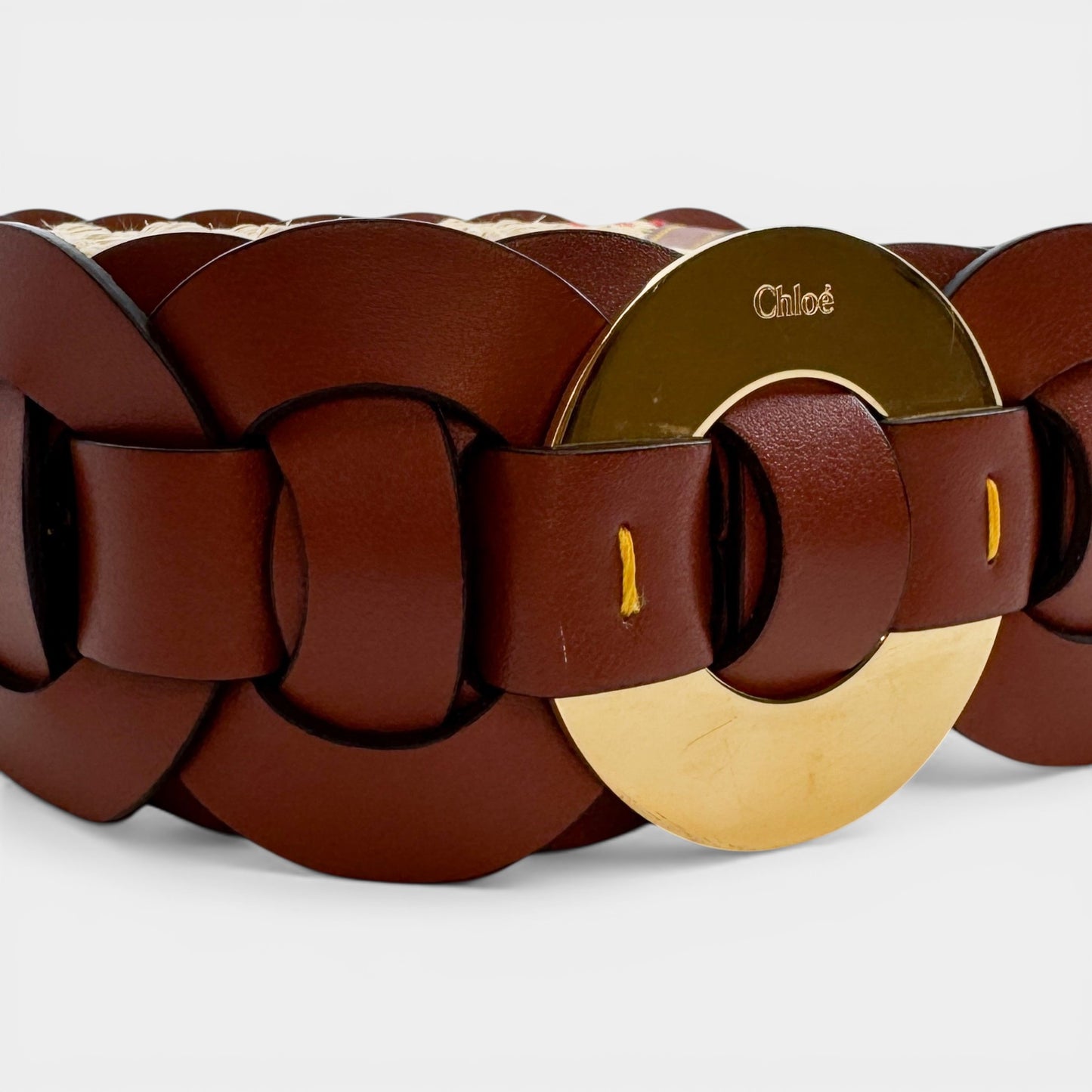 Chloé Sepia Brown Leather Raffia Darryl Small Shoulder Bag