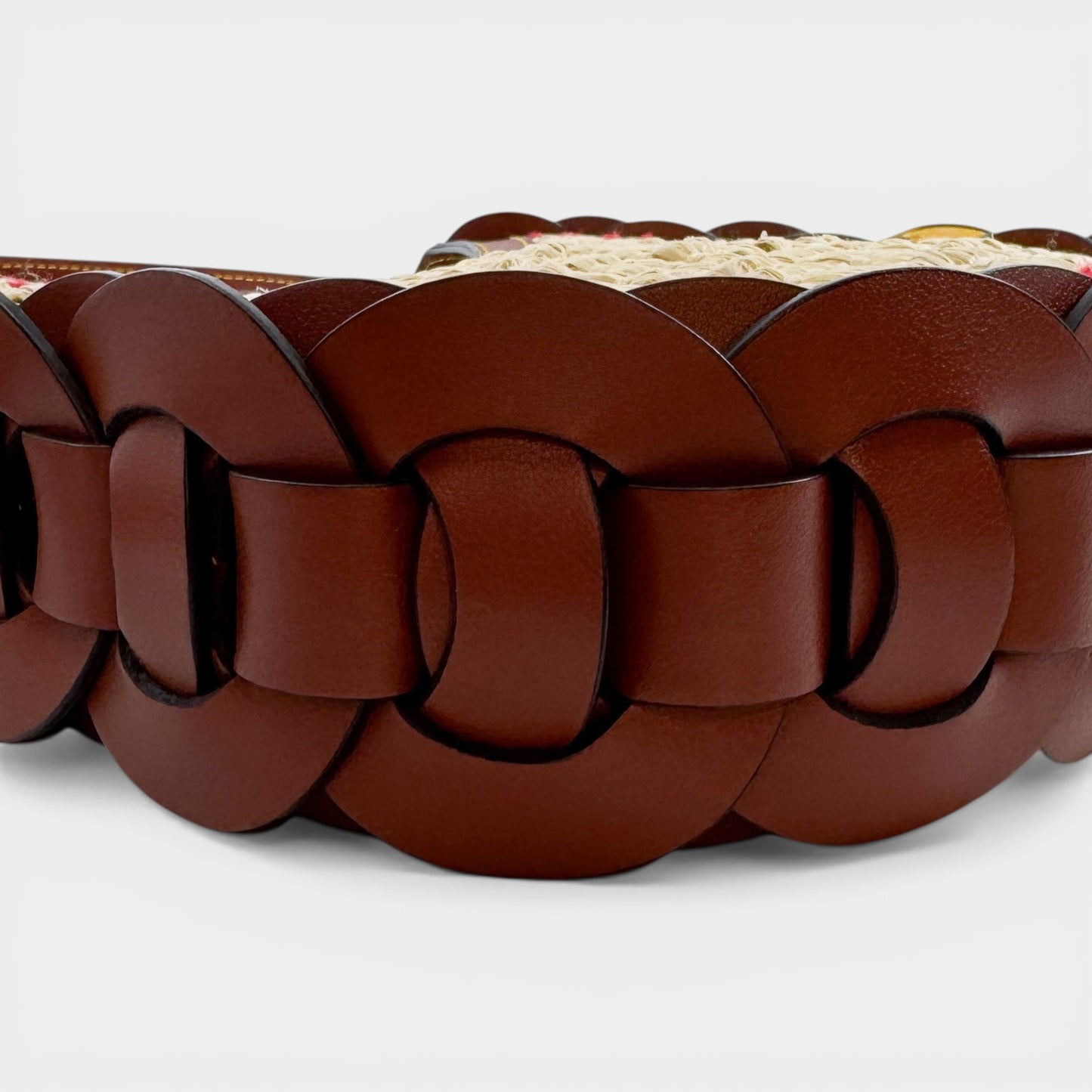 Chloé Sepia Brown Leather Raffia Darryl Small Shoulder Bag