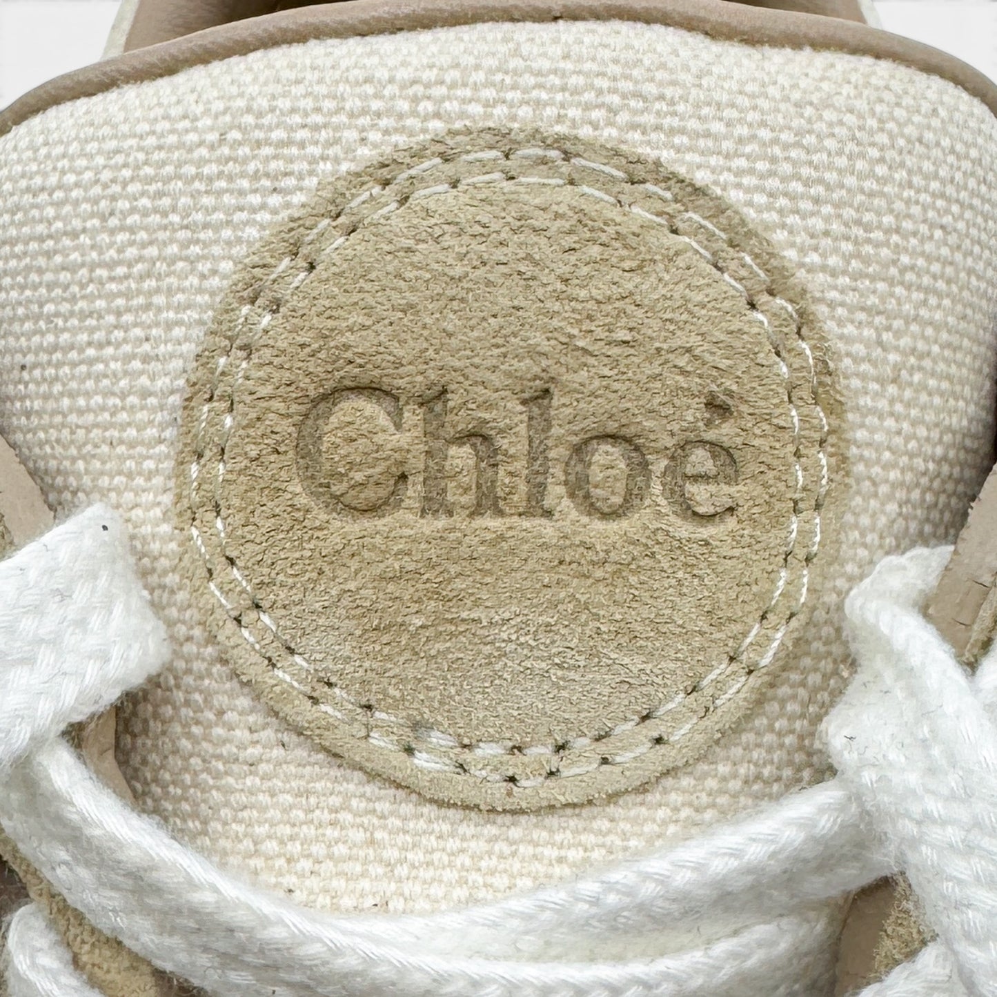 Chloe Cream Beige Canvas Lauren Platform Sneakers EU39 ~ AU8