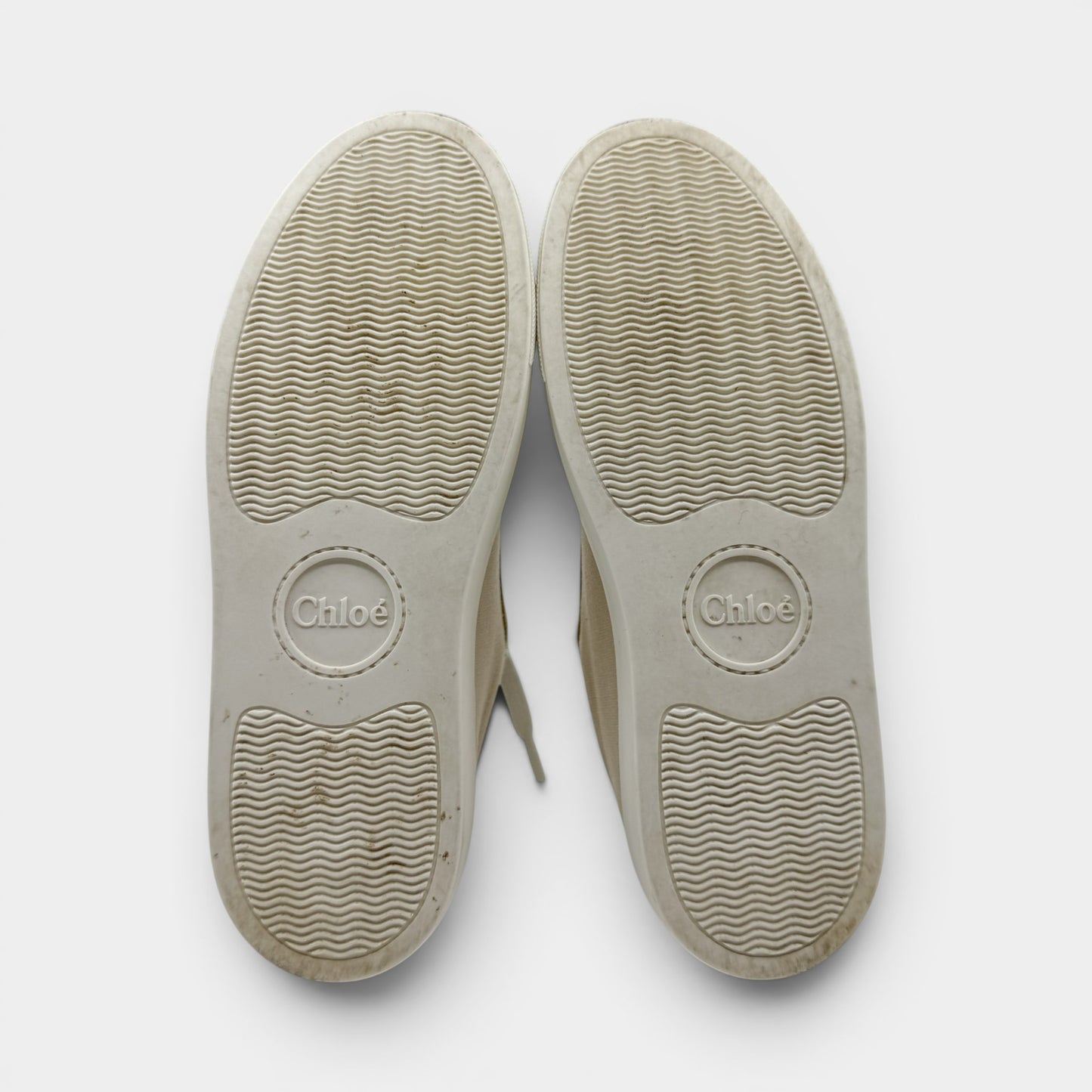Chloe Cream Beige Canvas Lauren Platform Sneakers EU39 ~ AU8