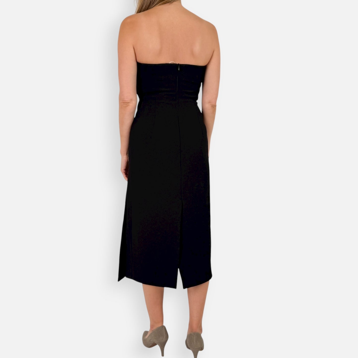 Christopher Esber Black Fitted Strapless Button Dress AU10 ~ US6