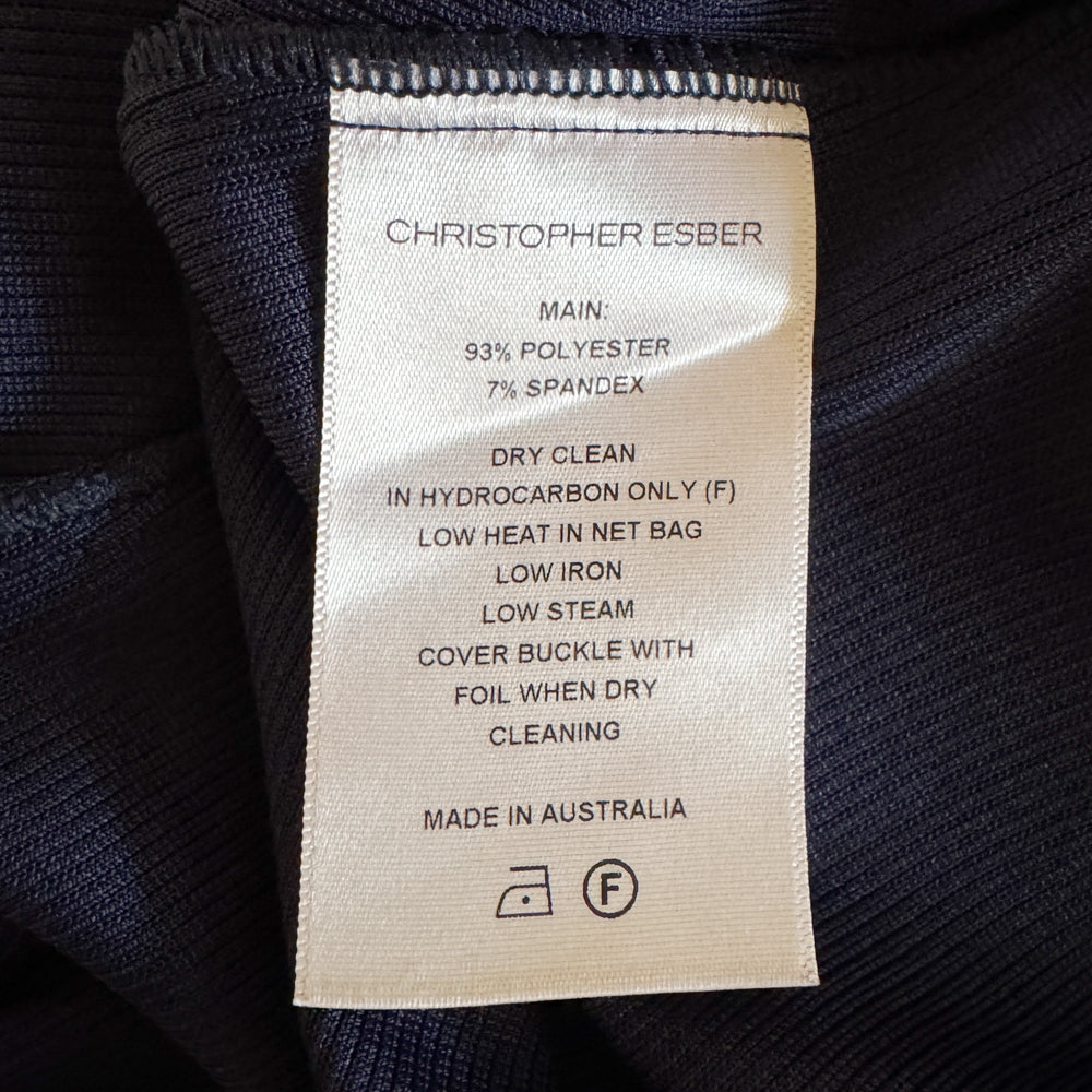 Christopher Esber Navy Blue & Silver Orbit Ruched Maxi Dress AU6 ~ Small