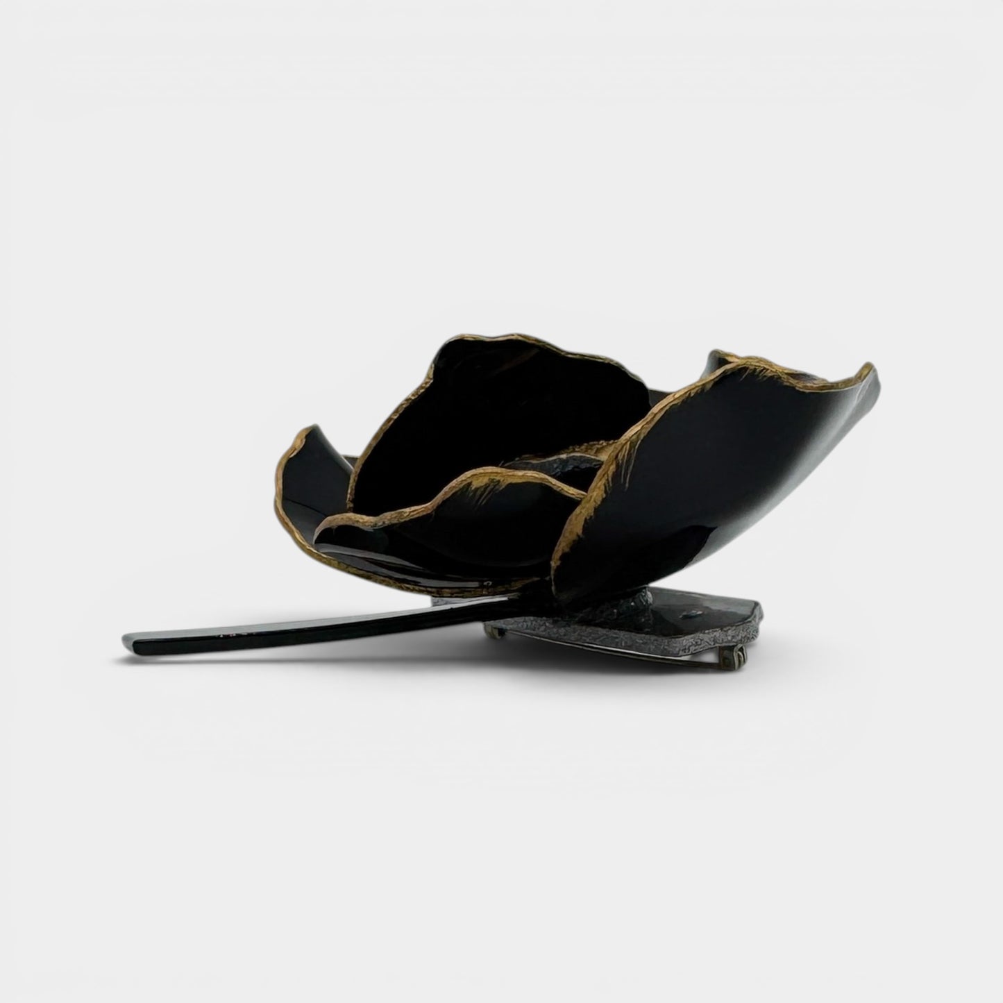 Ciléa Paris Y2K Black Resin Handmade Large Flower Brooch