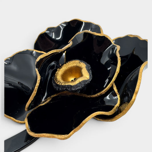 Ciléa Paris Y2K Black Resin Handmade Large Flower Brooch