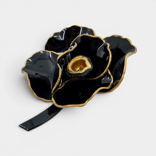 Ciléa Paris Y2K Black Resin Handmade Large Flower Brooch