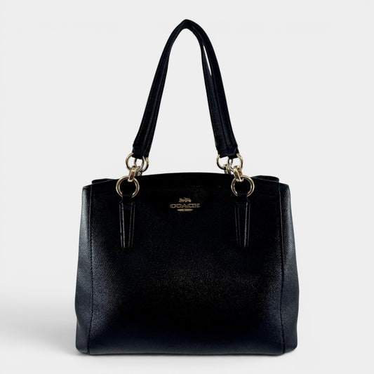 Coach Black Leather Minetta 2-Way Top Handle Crossbody Bag [F57847]