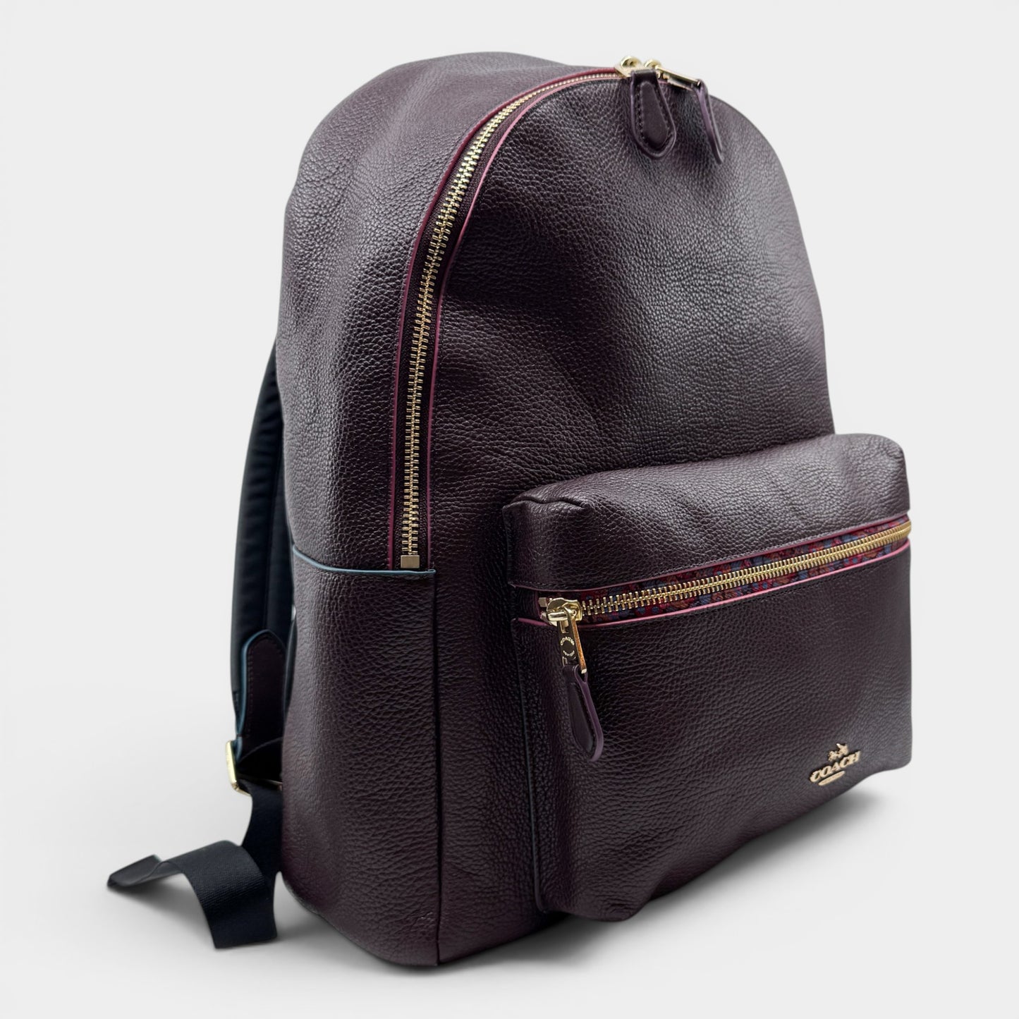 Coach Burgundy Oxblood Leather Charlie Edgepaint Backpack Bag