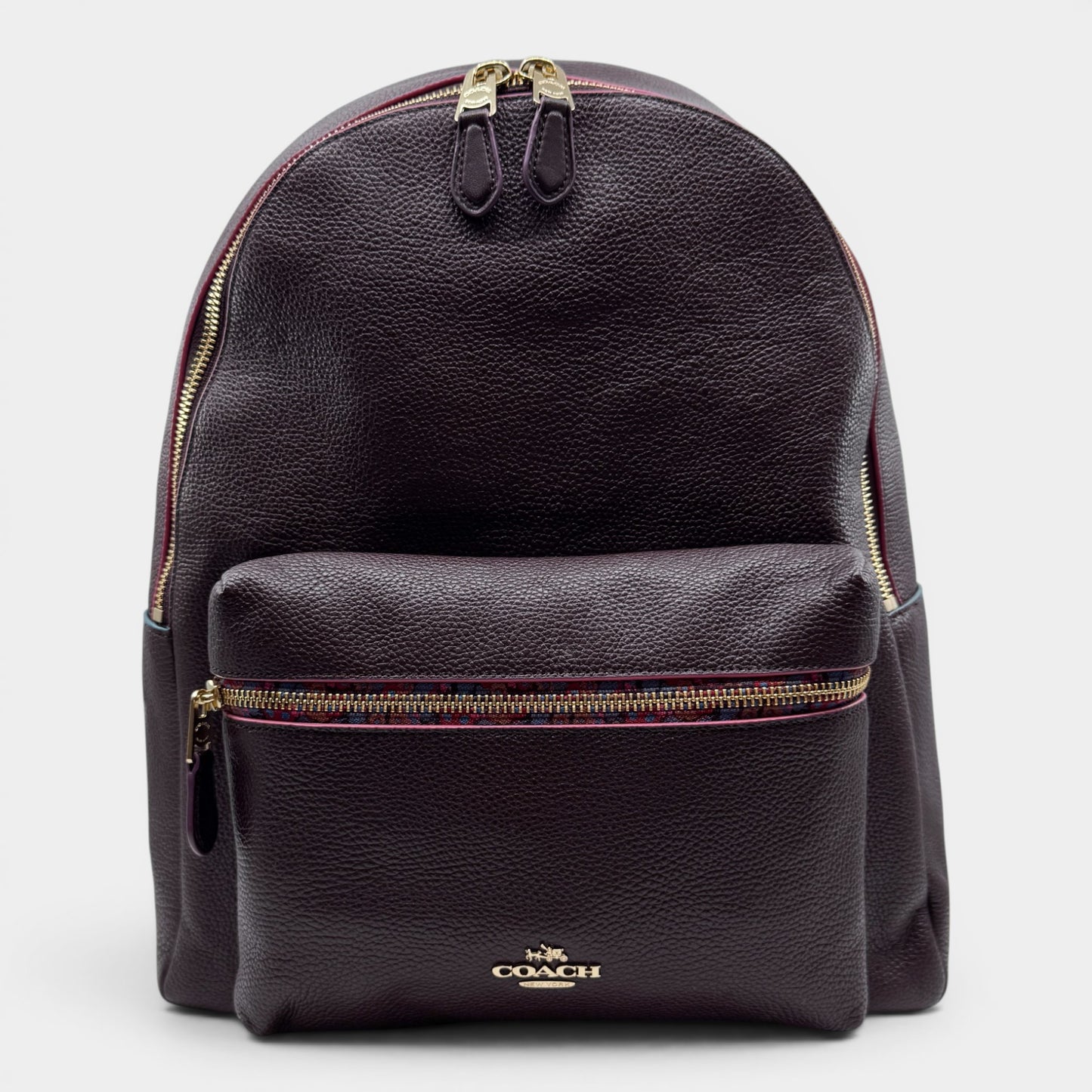 Coach Burgundy Oxblood Leather Charlie Edgepaint Backpack Bag
