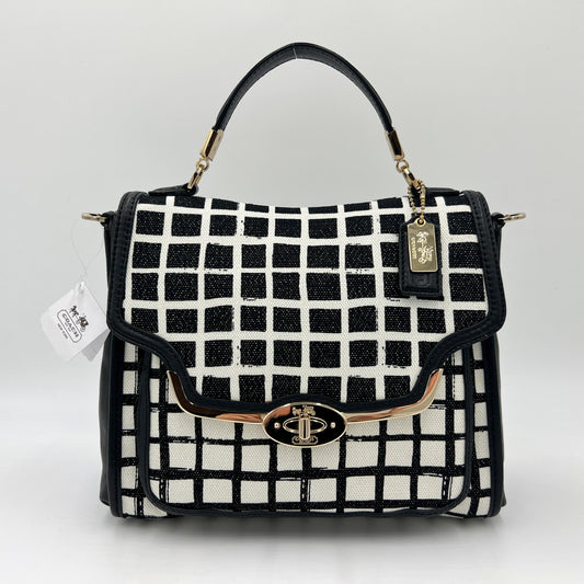 Coach Madison Sadie Black White Check Print Satchel Bag