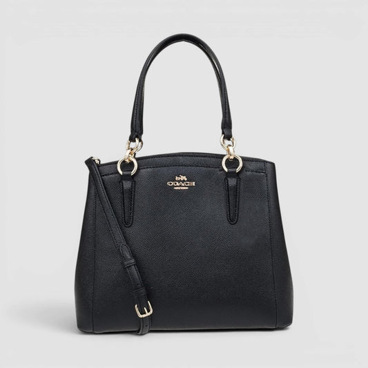 Coach Black Leather Minetta 2-Way Top Handle Crossbody Bag [F57847]