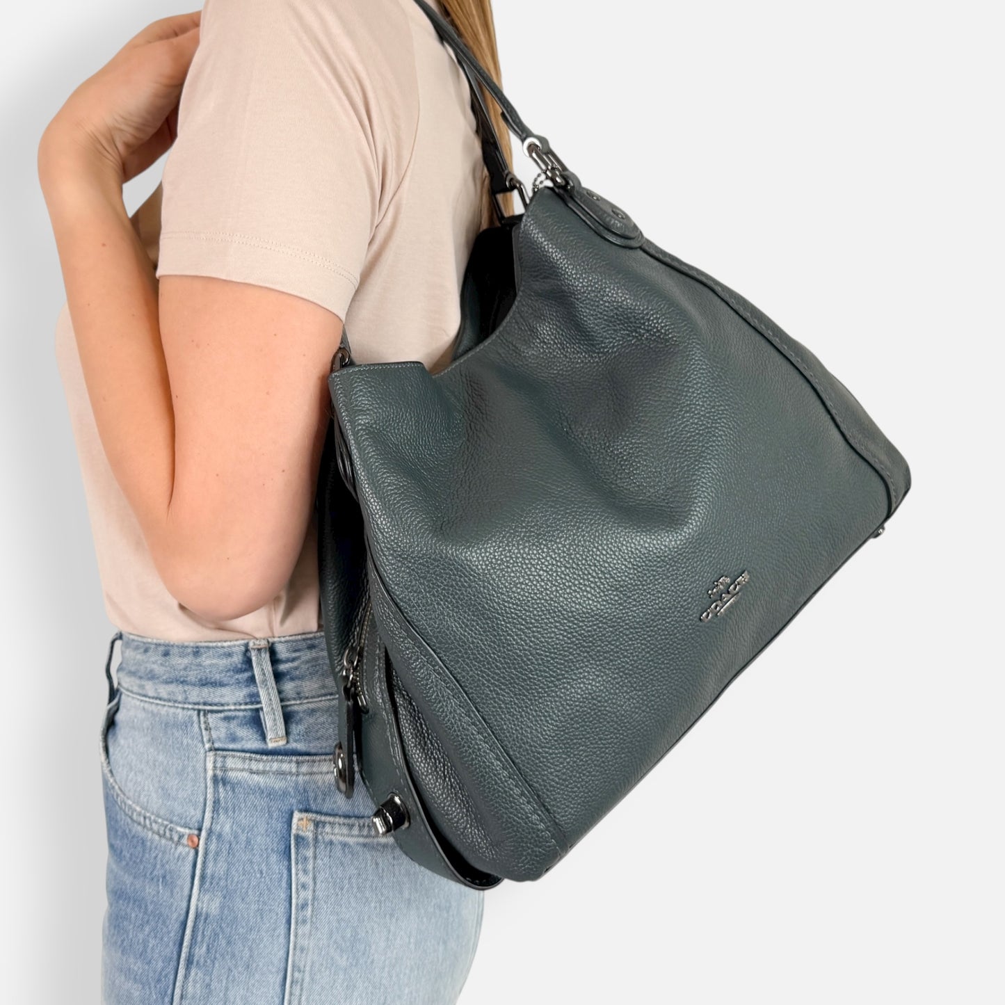 Coach Forest Green Grainy Leather Edie Tote Bag [57125]