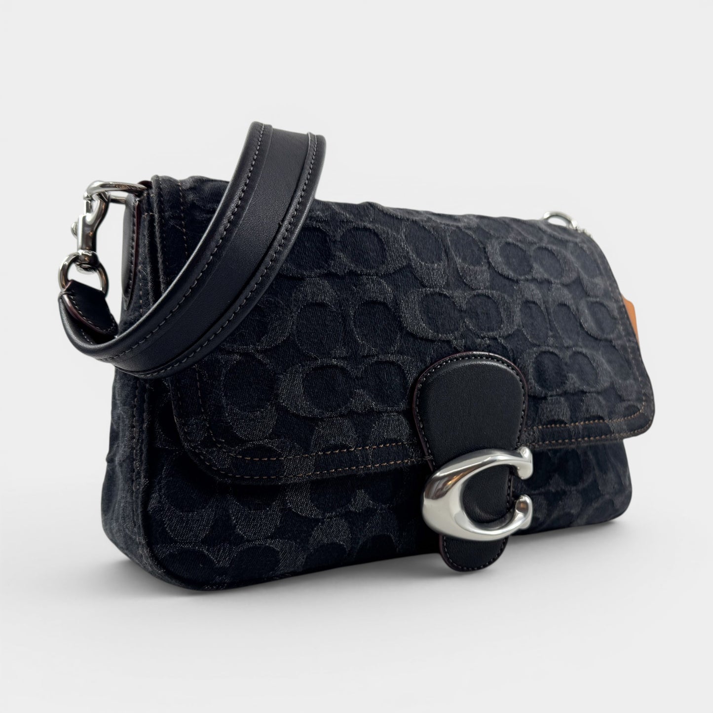 Coach Black Washed Denim Soft Tabby 26 Shoulder Bag