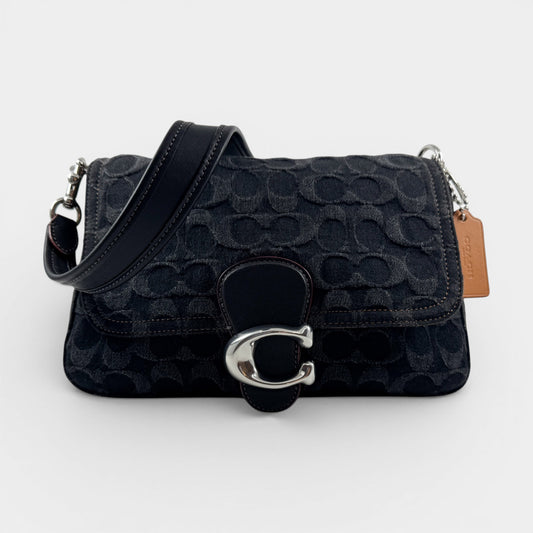 Coach Black Washed Denim Soft Tabby 26 Shoulder Bag