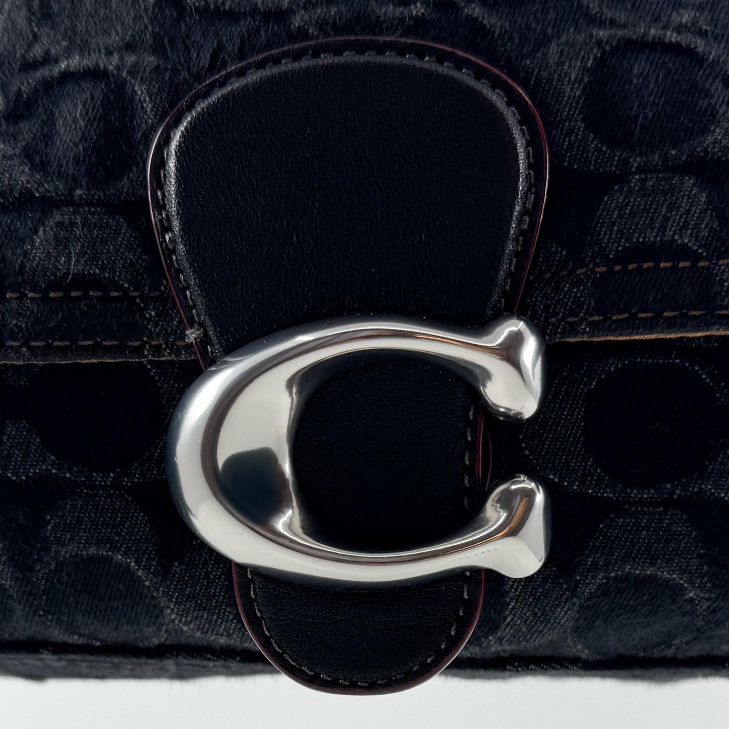Coach Black Washed Denim Soft Tabby 26 Shoulder Bag