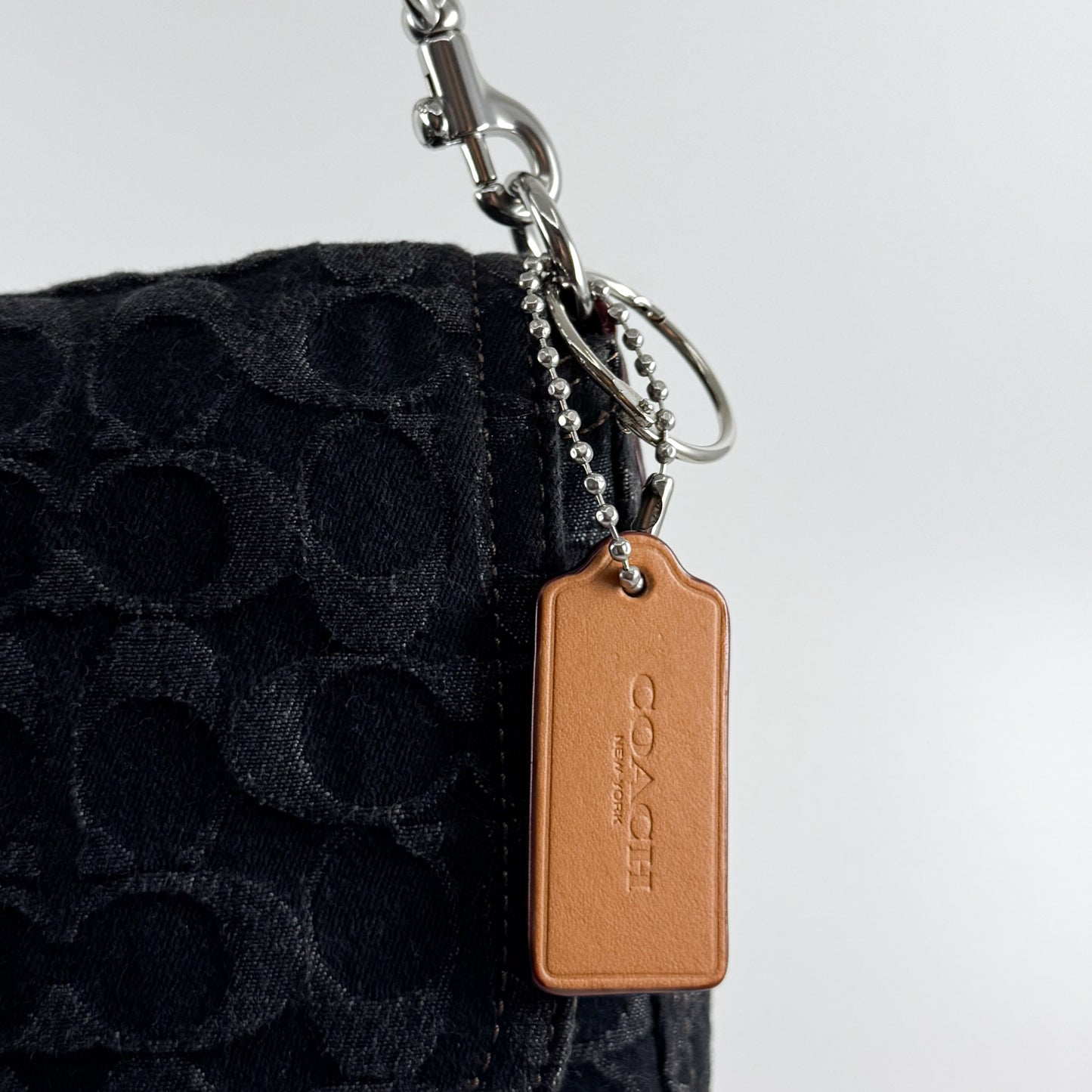 Coach Black Washed Denim Soft Tabby 26 Shoulder Bag