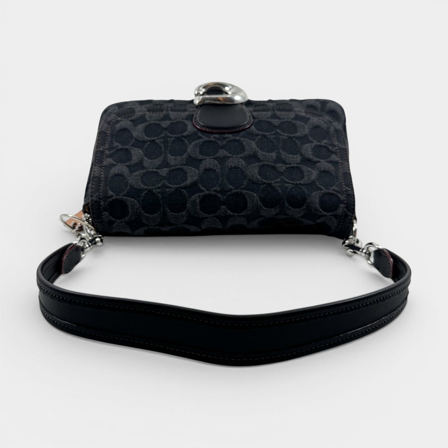 Coach Black Washed Denim Soft Tabby 26 Shoulder Bag
