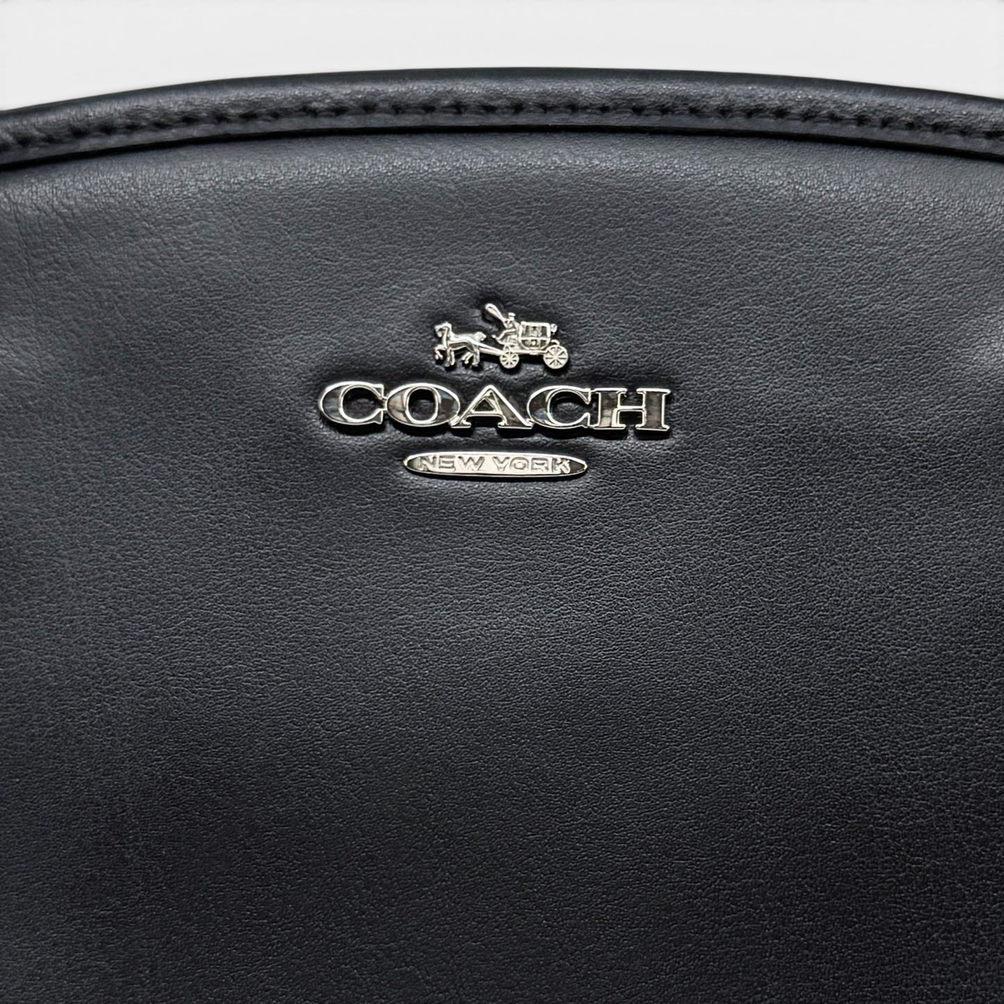 Coach Black Leather Rose Meadow Purple Floral Trim Margot Bag [F57630]