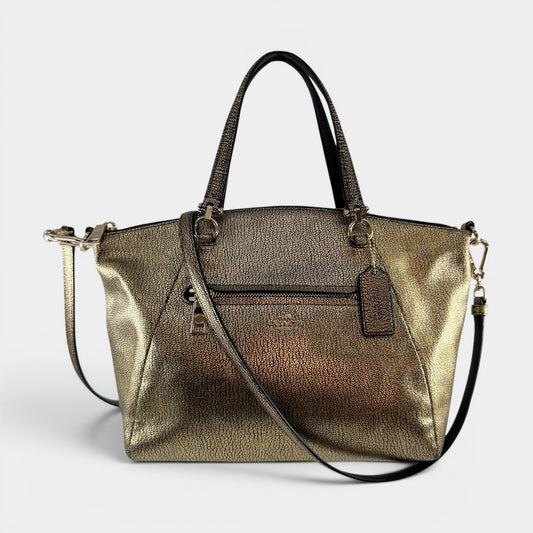 Coach Metallic Gold Leather Shoulder & Crossbody Prairie Satchel Bag